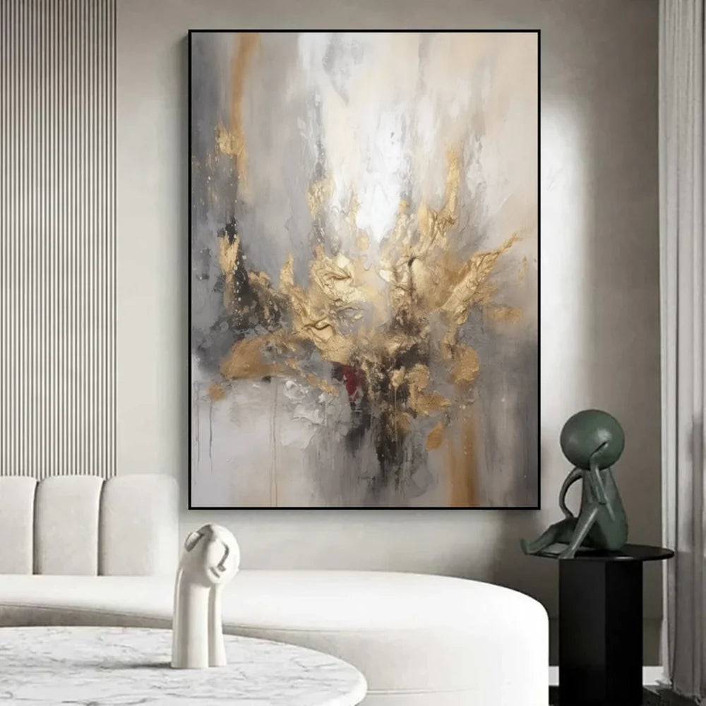 Abstraktes Wandbild mit Struktur, handgemalt auf Leinwand