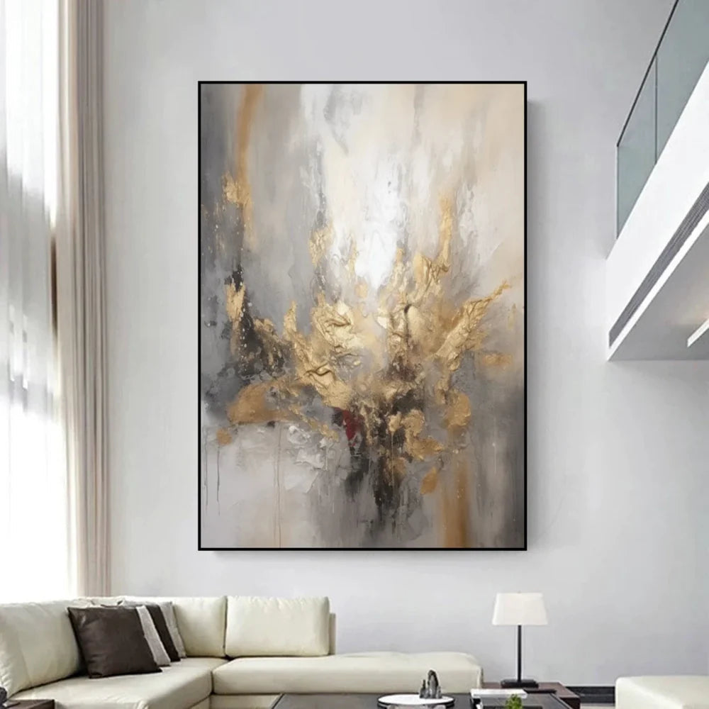 Abstraktes Wandbild mit Struktur, handgemalt auf Leinwand