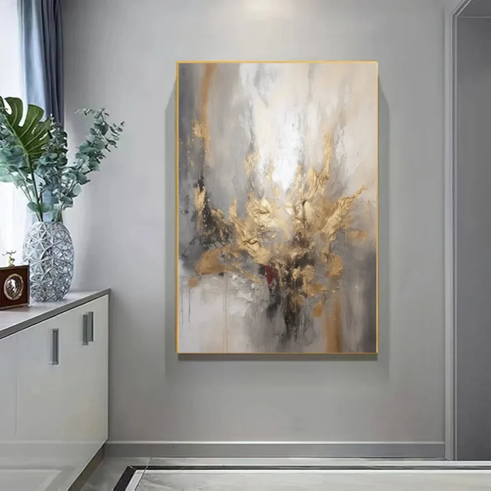 Abstraktes Wandbild mit Struktur, handgemalt auf Leinwand