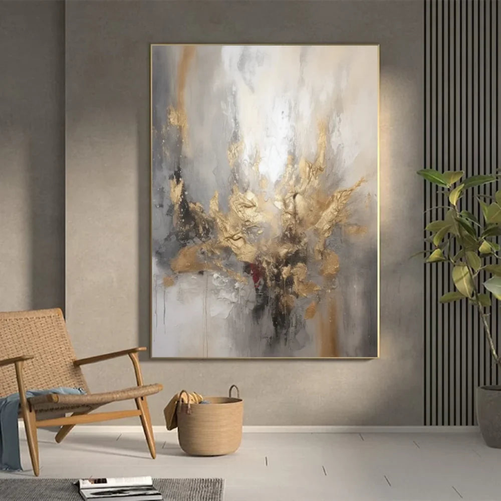 Abstraktes Wandbild mit Struktur, handgemalt auf Leinwand