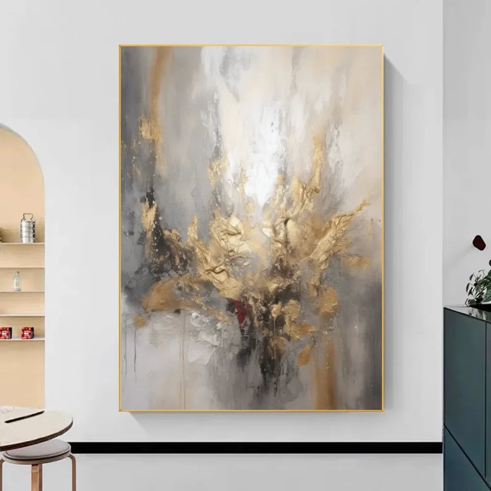 Abstraktes Wandbild mit Struktur, handgemalt auf Leinwand
