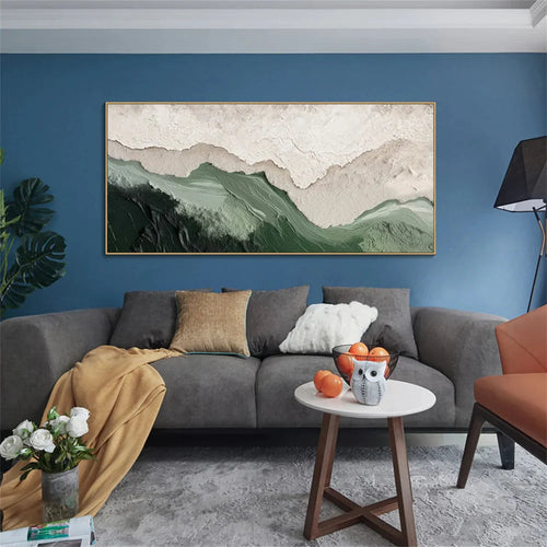Abstract Green Canvas Prints with Hand-Painted Texture | Unique Wall Art for Elegant Home Decor