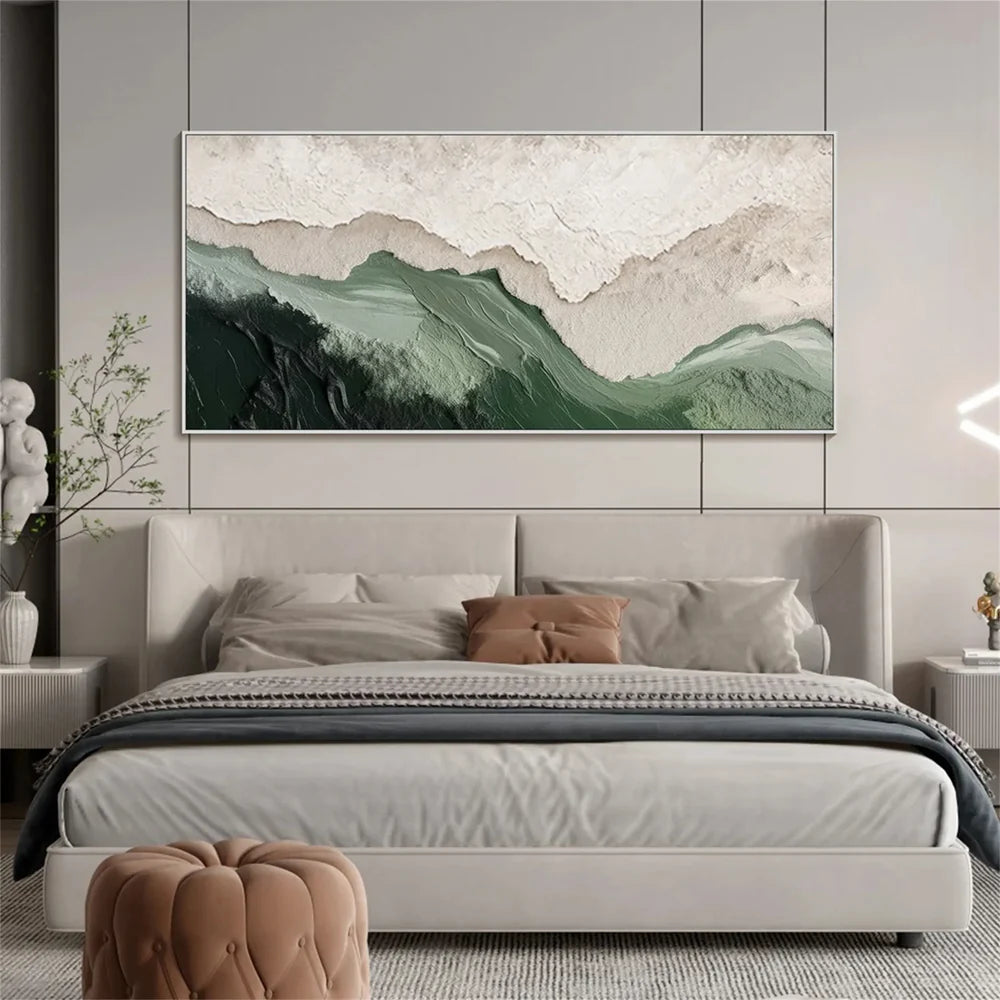 Abstract Green Canvas Prints with Hand-Painted Texture | Unique Wall Art for Elegant Home Decor
