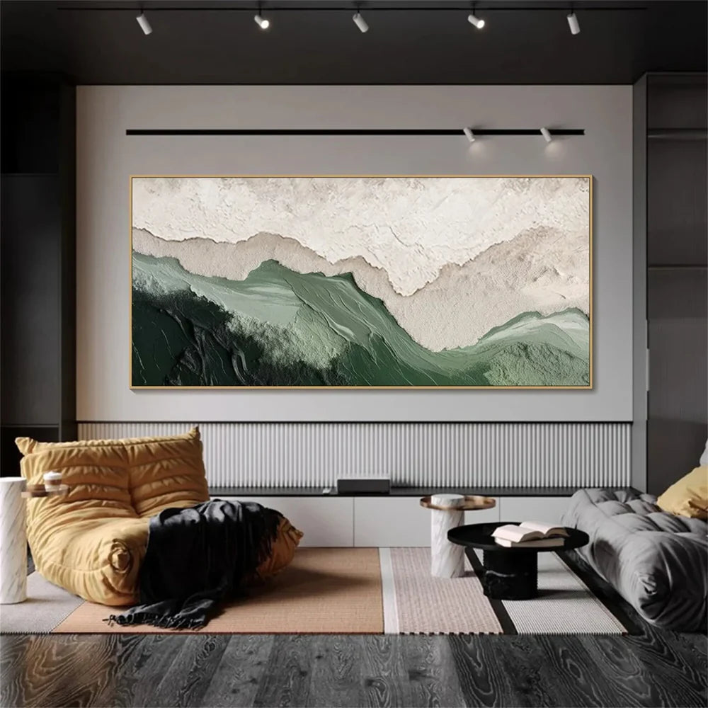 Abstract Green Canvas Prints with Hand-Painted Texture | Unique Wall Art for Elegant Home Decor