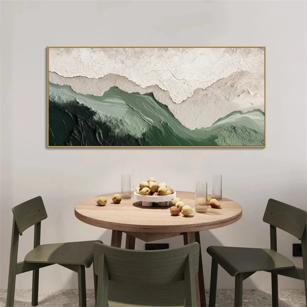 Abstract Green Canvas Prints with Hand-Painted Texture | Unique Wall Art for Elegant Home Decor