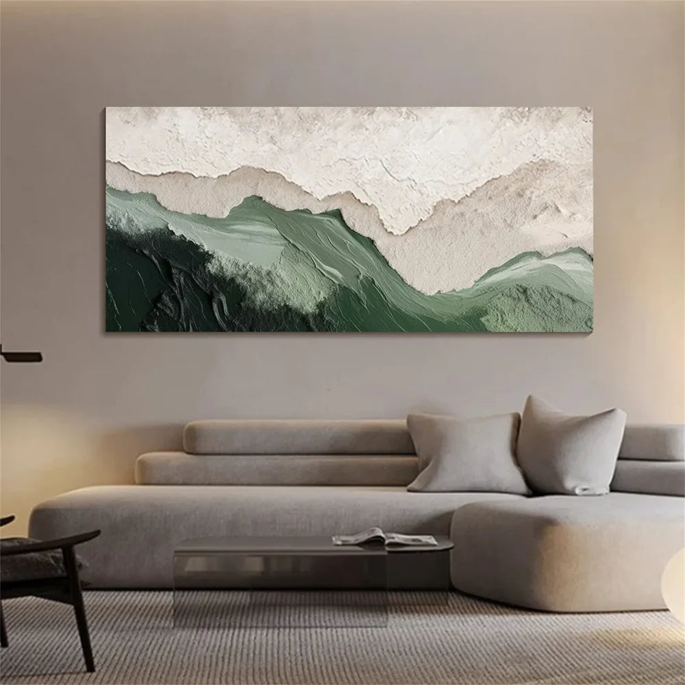 Abstract Green Canvas Prints with Hand-Painted Texture | Unique Wall Art for Elegant Home Decor