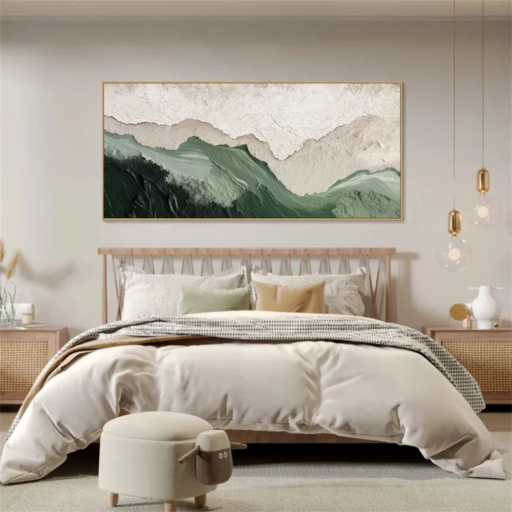 Abstract Green Canvas Prints with Hand-Painted Texture | Unique Wall Art for Elegant Home Decor