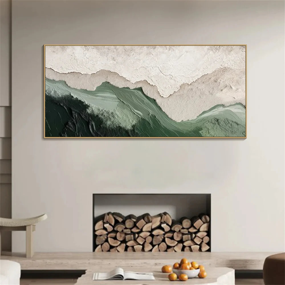 Abstract Green Canvas Prints with Hand-Painted Texture | Unique Wall Art for Elegant Home Decor
