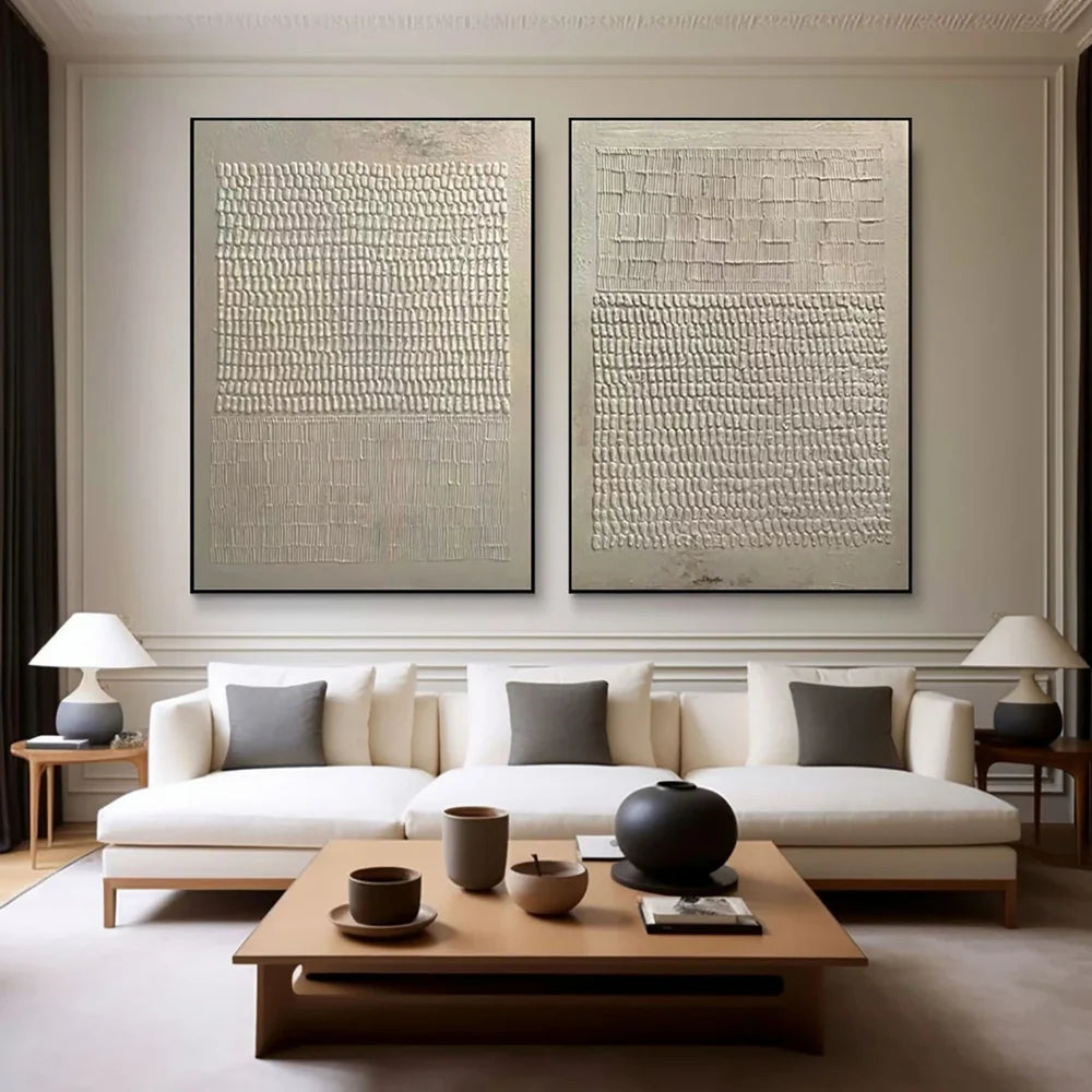 Abstraktes Wandbild-Set, 2-teilig, handgemalt mit Struktur