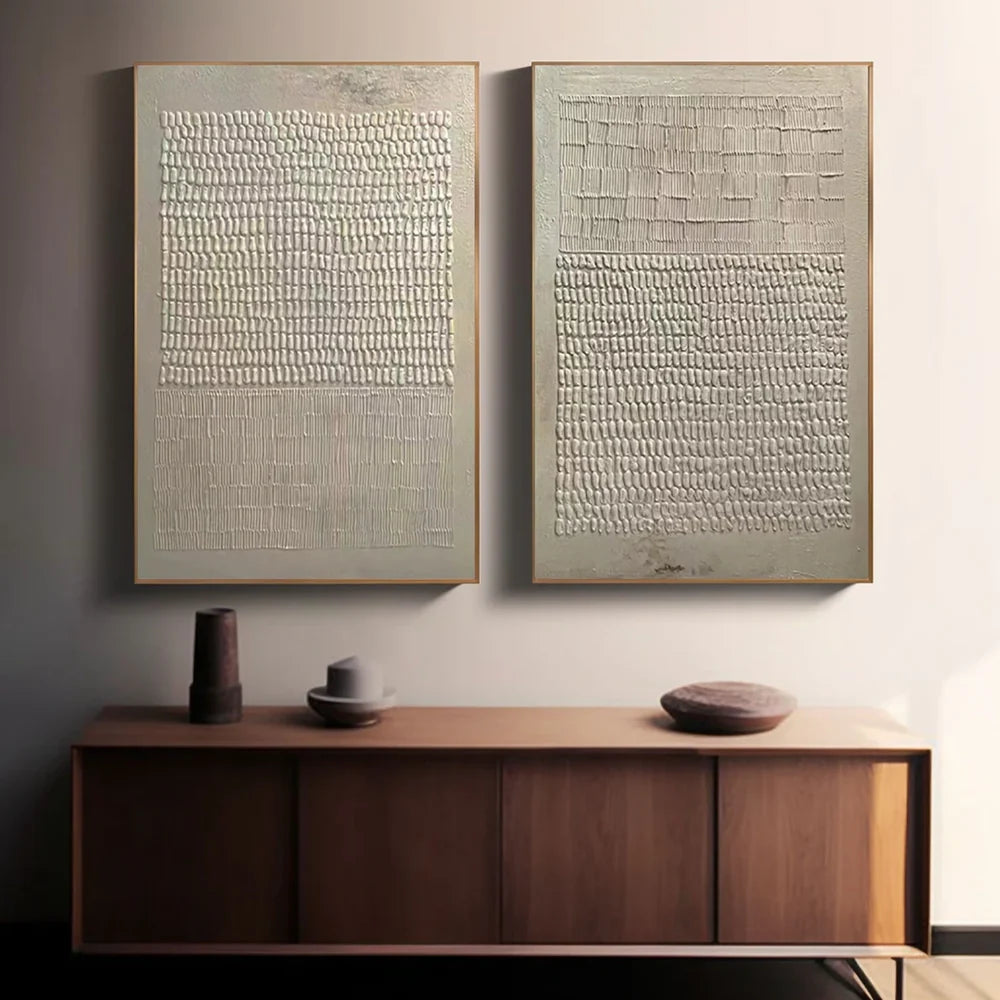 Abstraktes Wandbild-Set, 2-teilig, handgemalt mit Struktur