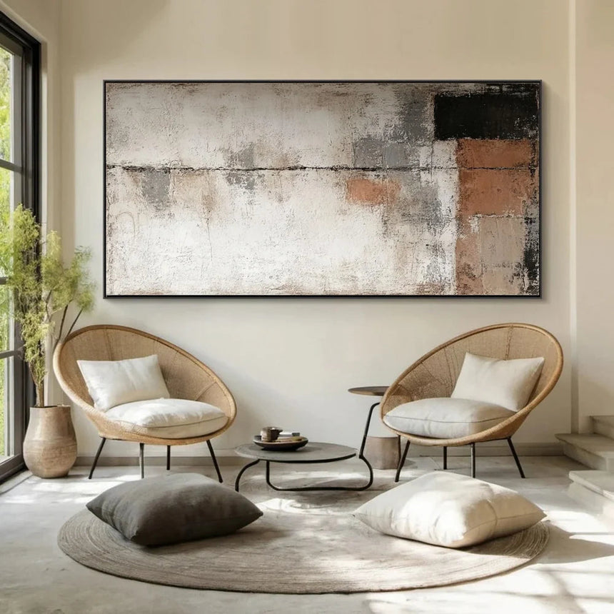 Abstract Wall Art | Hand-Painted Canvas Prints with Geometry Lines | Unique Wall Decor for Artistic Ambiance