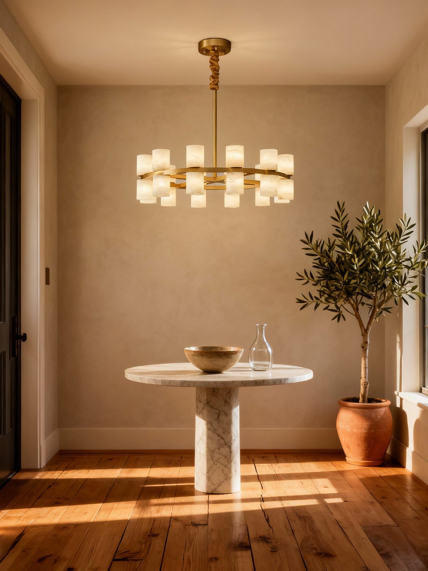AlabasterGlow | Elegant Modern Brass Kitchen Pendant Lighting Fixture