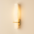AlabasterGlow | Elegant Modern Wall Sconce Lighting with Copper Accents