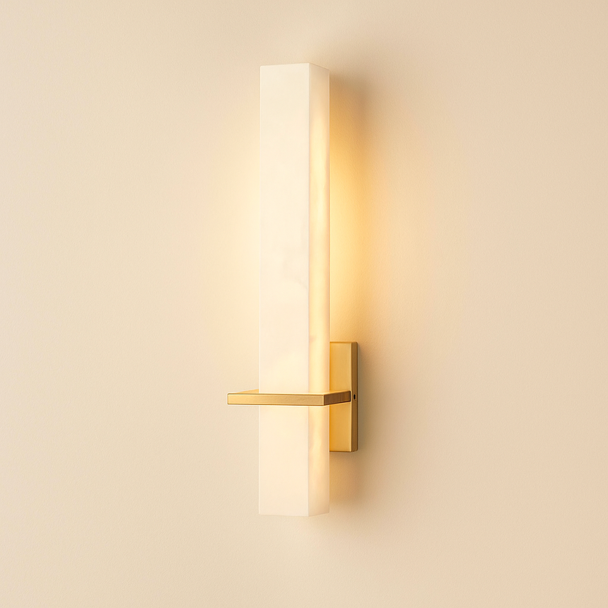 AlabasterGlow | Elegant Modern Wall Sconce Lighting with Copper Accents