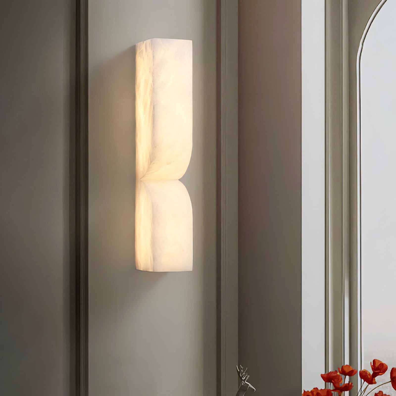 Alabaster Essence | Elegant Wall Sconce Lighting with Intricate Carvings | Timeless Decor for Ambient Illumination