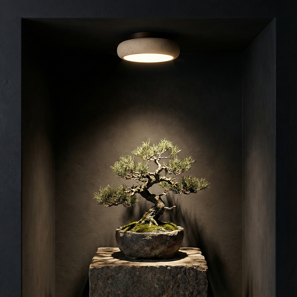 AlbaStone | Elegant Softly Rounded Flush Mount Ceiling Light Fixture