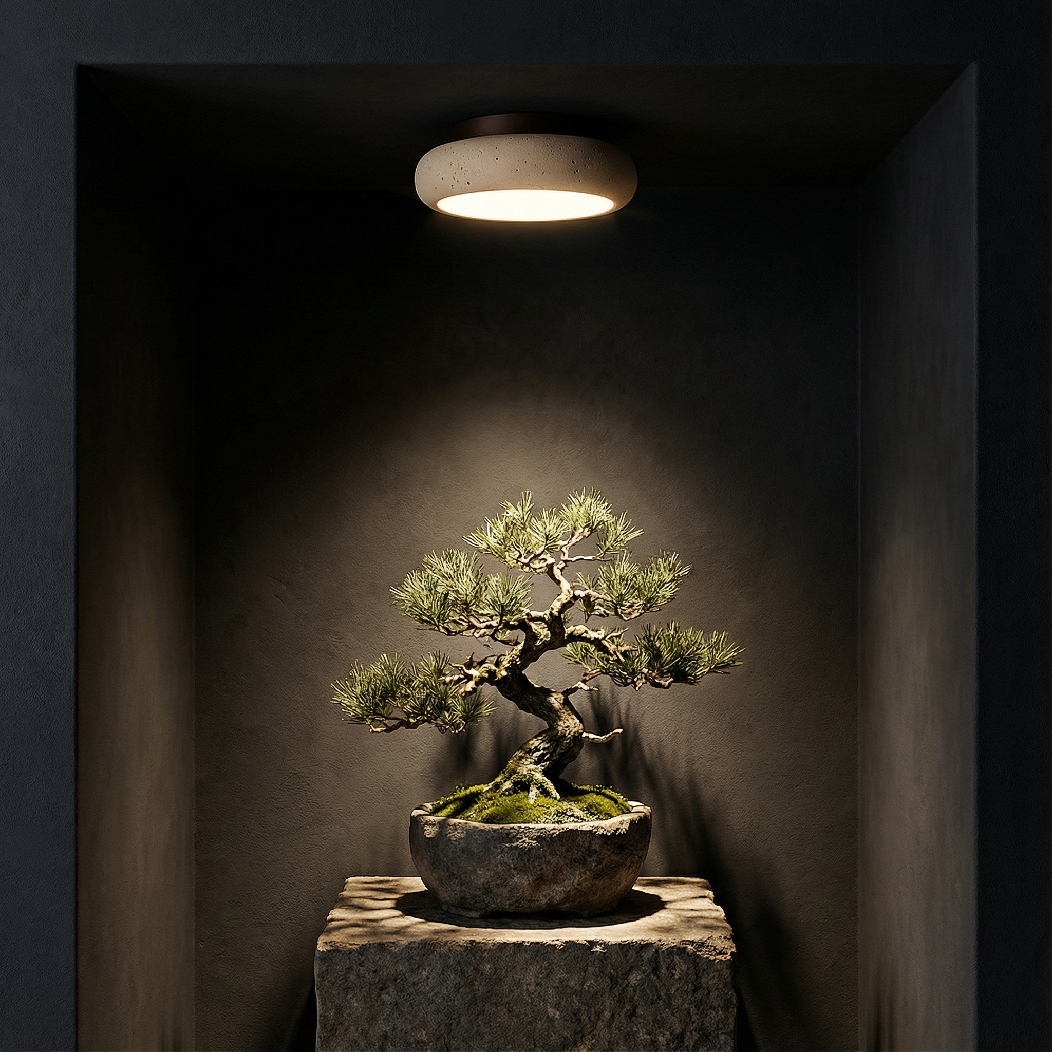 AlbaStone | Elegant Softly Rounded Flush Mount Ceiling Light Fixture