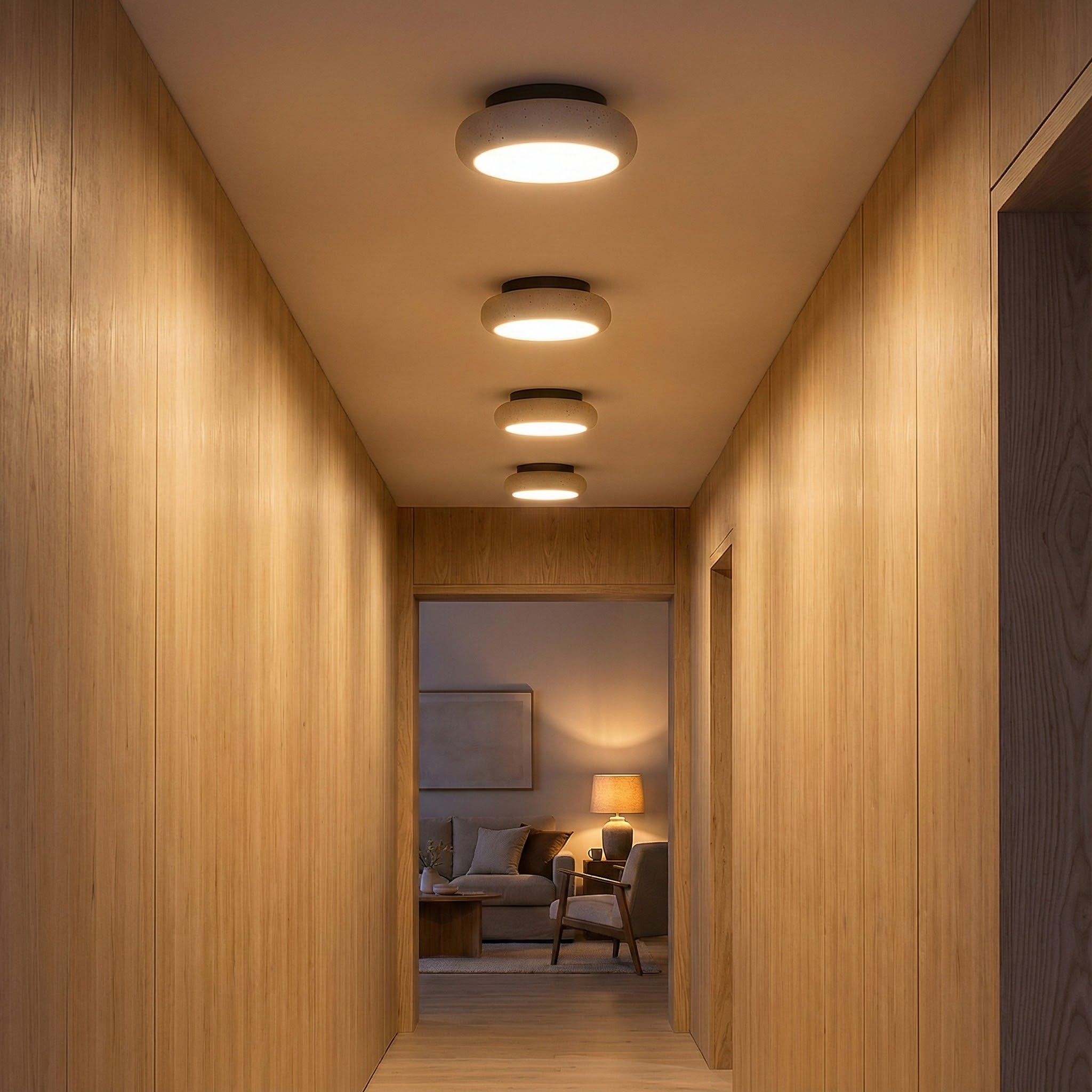 AlbaStone | Elegant Softly Rounded Flush Mount Ceiling Light Fixture