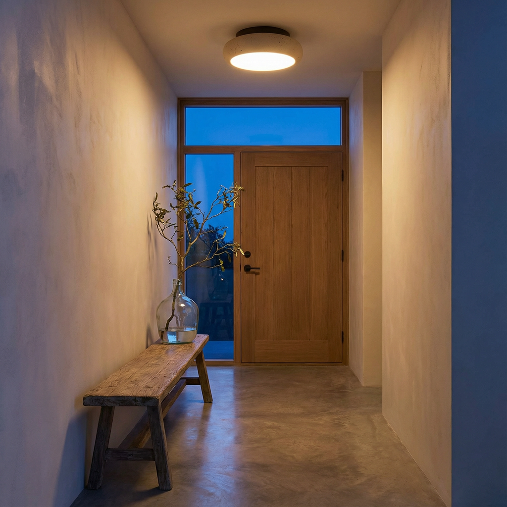 AlbaStone | Elegant Softly Rounded Flush Mount Ceiling Light Fixture