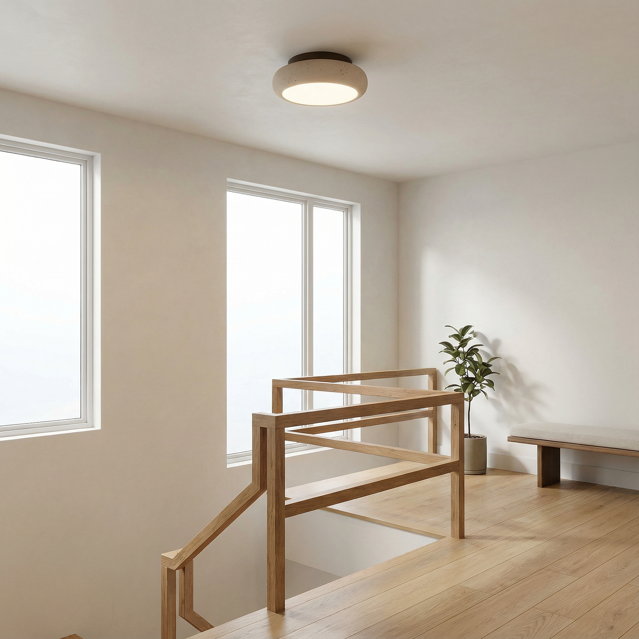 AlbaStone | Elegant Softly Rounded Flush Mount Ceiling Light Fixture