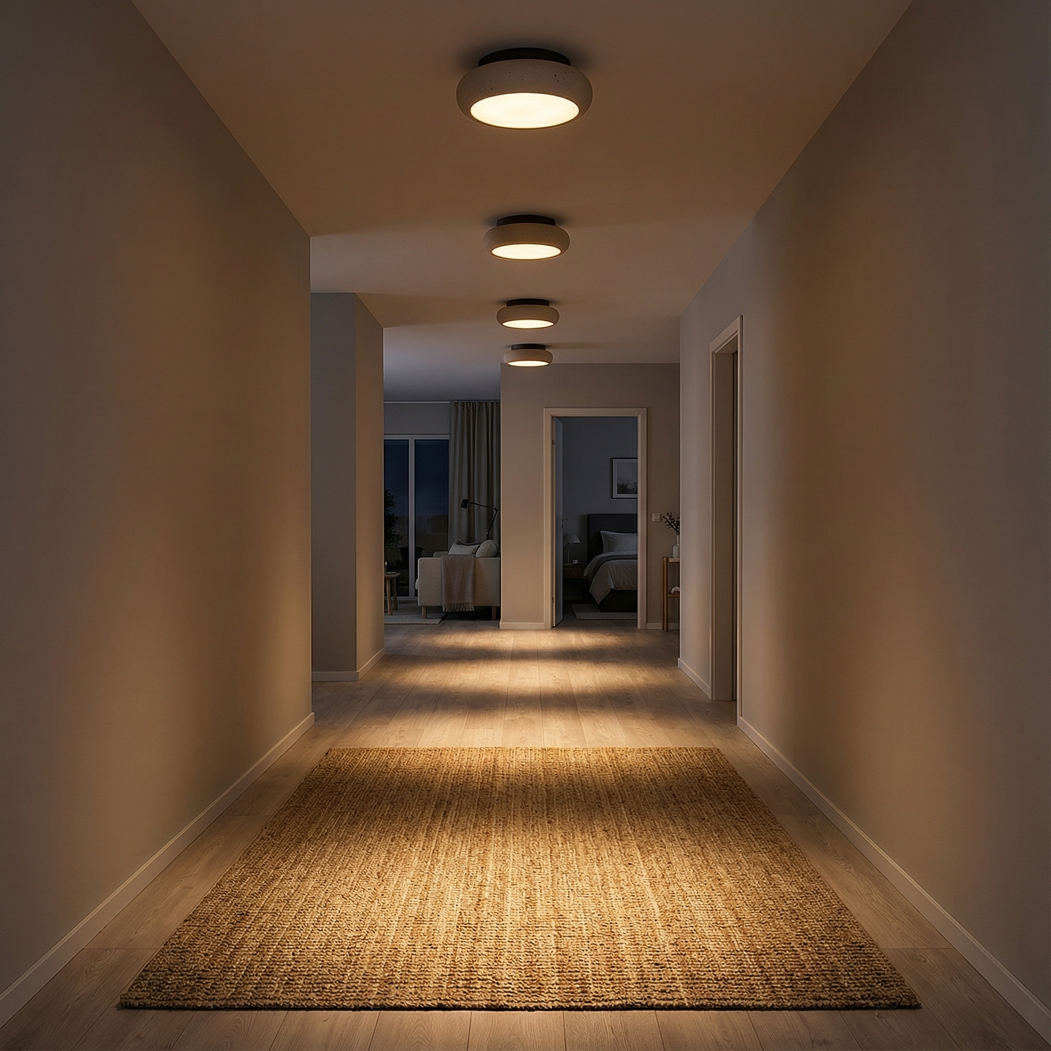 AlbaStone | Elegant Softly Rounded Flush Mount Ceiling Light Fixture