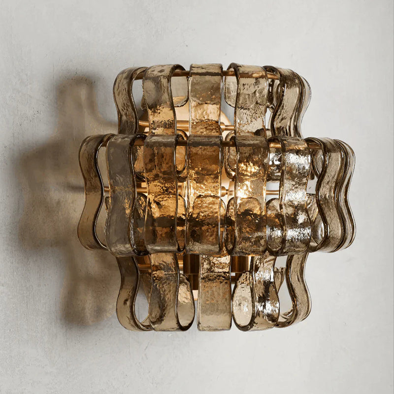 Sylva wall sconce in smoke grey and gold