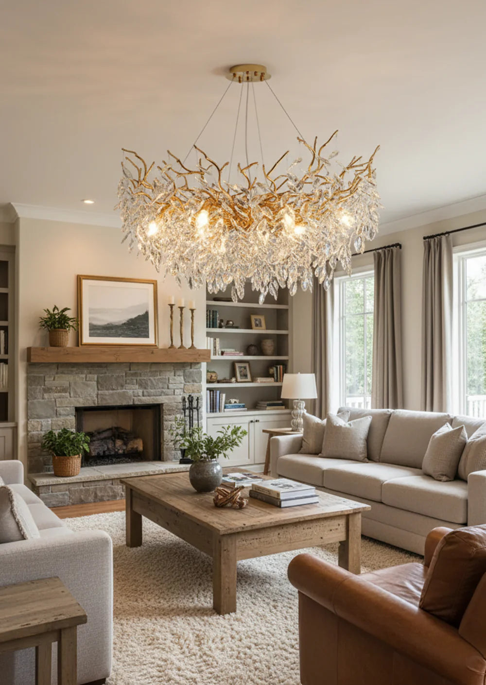 Albero Collection Crystal Chandelier Luxury Tree-Inspired Crystal Statement Ceiling Light