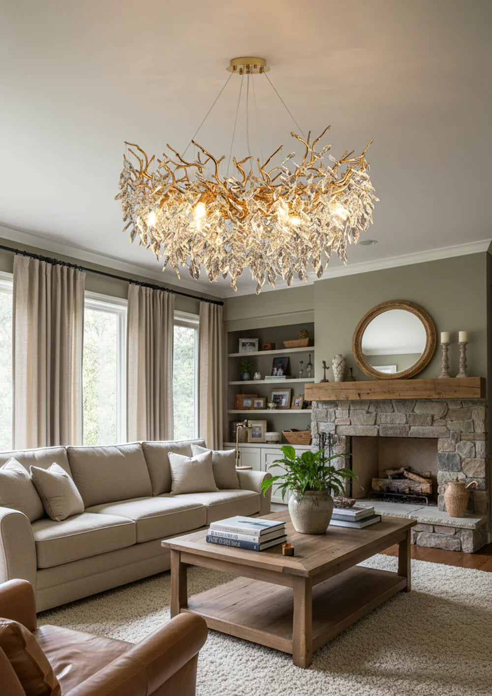 Albero Collection Crystal Chandelier Luxury Tree-Inspired Crystal Statement Ceiling Light