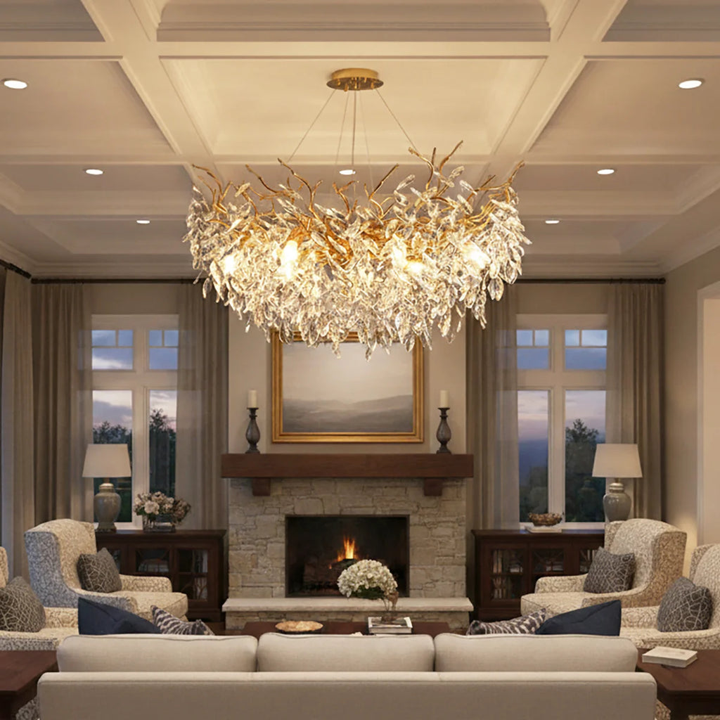 Albero Collection Crystal Chandelier Luxury Tree-Inspired Crystal Statement Ceiling Light