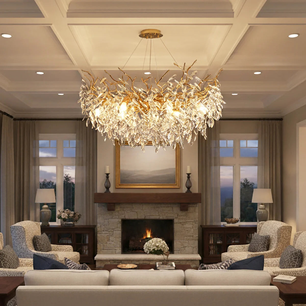 Albero Collection Crystal Chandelier Luxury Tree-Inspired Crystal Statement Ceiling Light