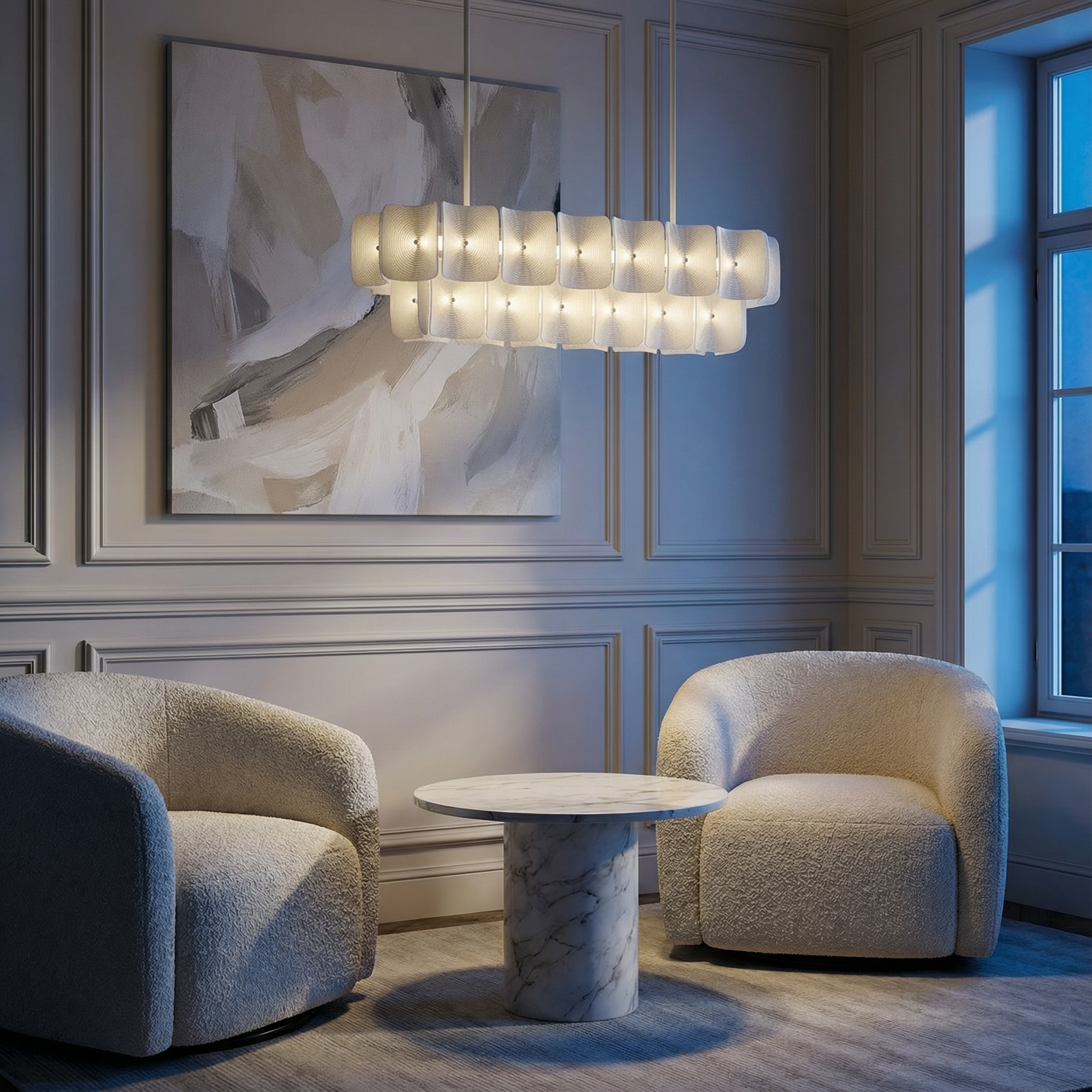 AleraGlow | Contemporary Softly Sculpted Acrylic Dining Room Chandelier