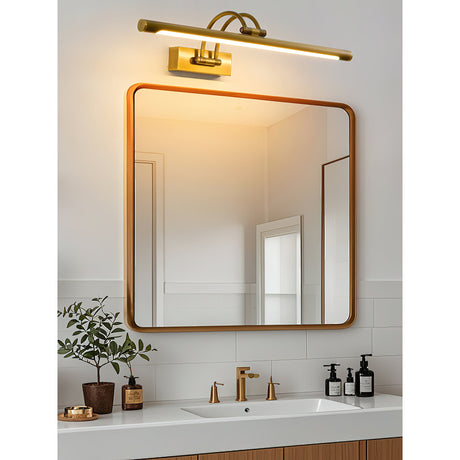 Rechargeable brass picture lamp, top down detail of the fixture