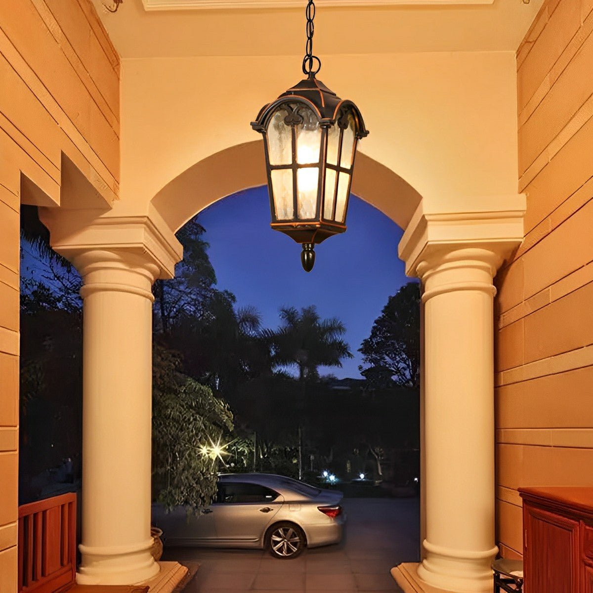 Rustic Roman Outdoor LED Lantern Pendant Light