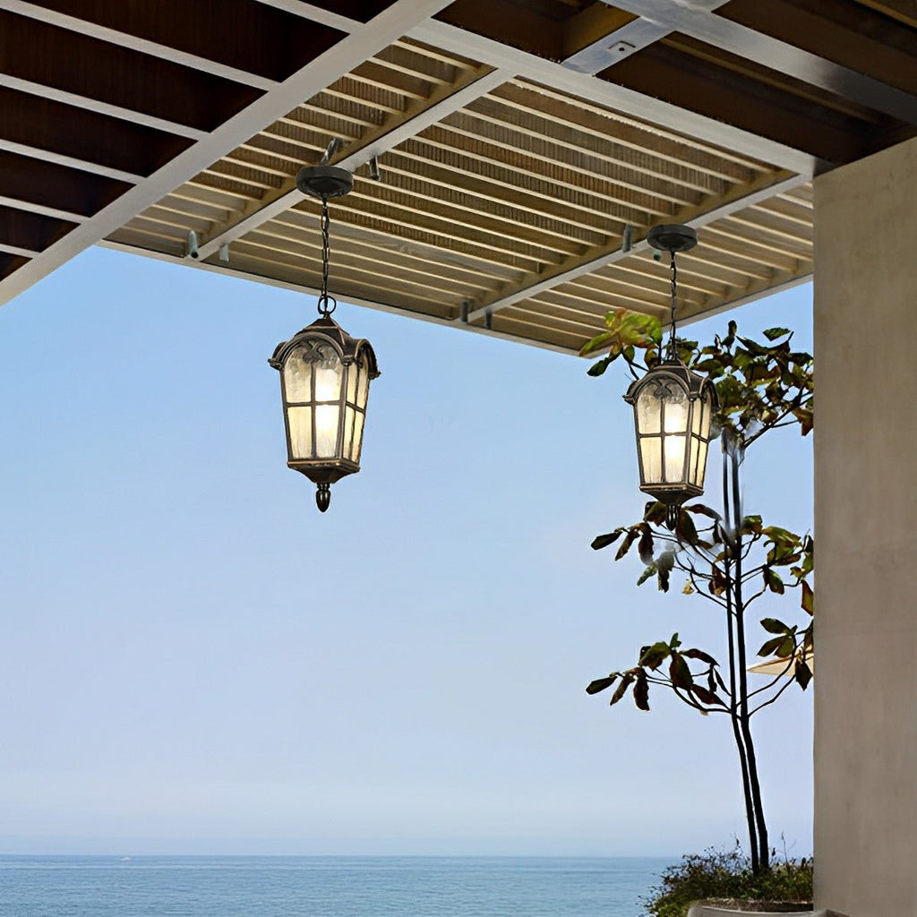 Rustic Roman Outdoor LED Lantern Pendant Light