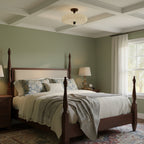 Anela Ceiling Light Walnut & Beige Modern Drum Flush-Mount