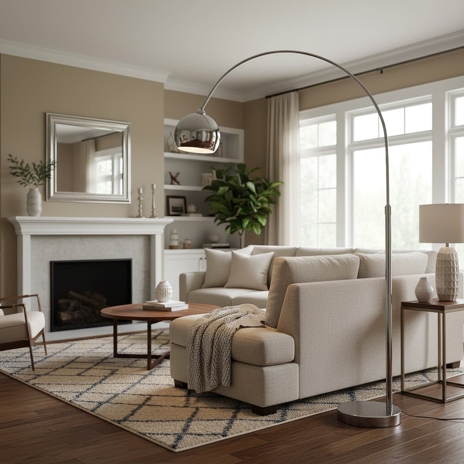 Angler Floor Lamp Modern Adjustable Arc Reading Lamp, Tall