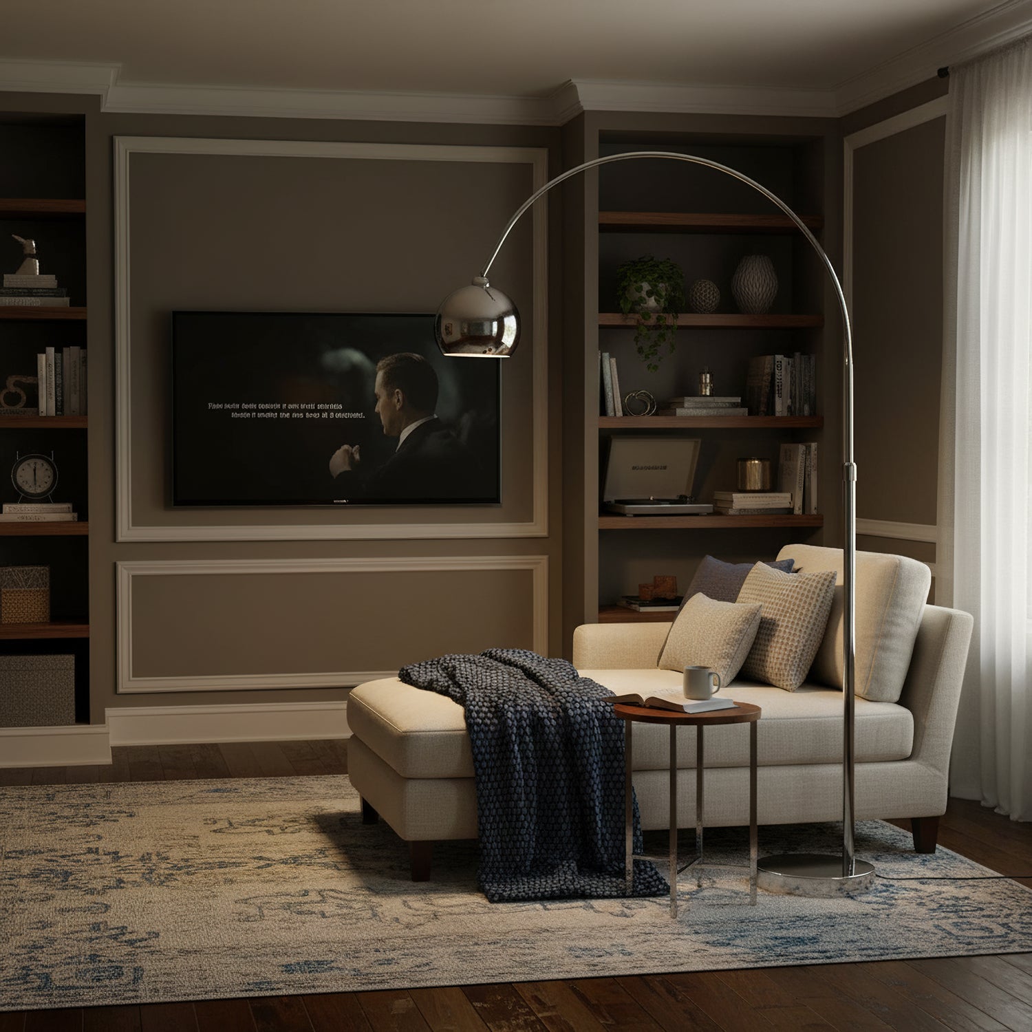 Angler Floor Lamp Modern Adjustable Arc Reading Lamp, Tall