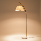 Arcadia | Elegant Warm Metallic Floor Lamp with Scalloped Shade