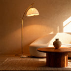 Arcadia | Elegant Warm Metallic Floor Lamp with Scalloped Shade