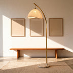 Arcadia | Elegant Warm Metallic Floor Lamp with Scalloped Shade