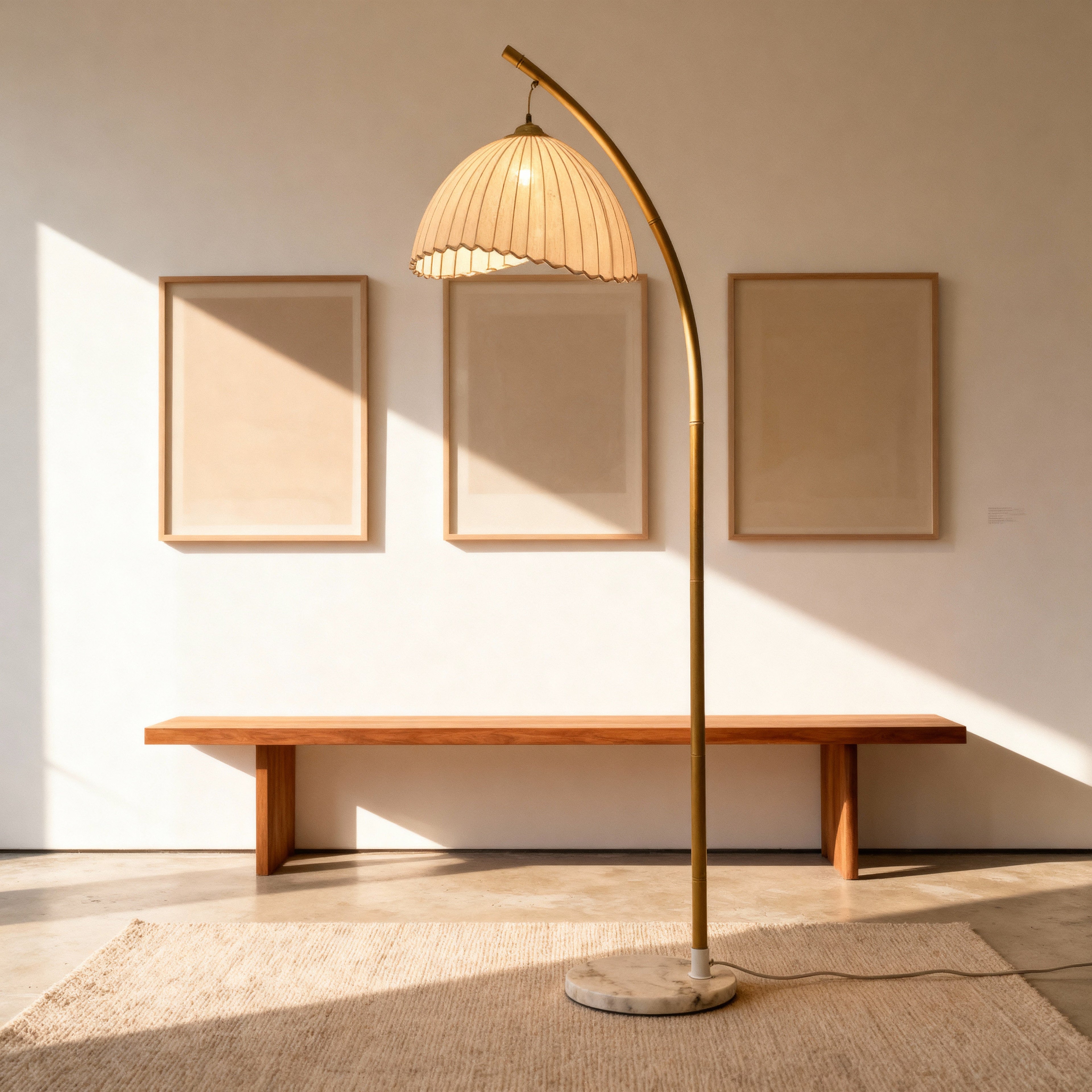Arcadia | Elegant Warm Metallic Floor Lamp with Scalloped Shade