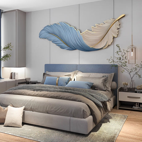 Art Deco Feather Wall Sconce Lighting with Remote Control | Elegant USB LED Wall Lamp for Ambient Home Decor