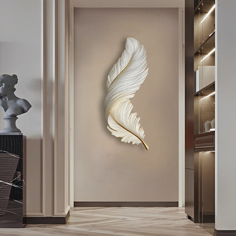 Art Deco Feather Wall Sconce Lighting with Remote Control | Elegant USB LED Wall Lamp for Ambient Home Decor
