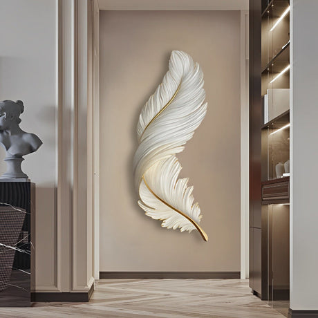 Art Deco Feather Wall Sconce Lighting with Remote Control | Elegant USB LED Wall Lamp for Ambient Home Decor