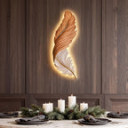 Art Deco Feather Wall Sconce Lighting with Remote Control | Elegant USB LED Wall Lamp for Ambient Home Decor