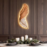 Art Deco Feather Wall Sconce Lighting with Remote Control | Elegant USB LED Wall Lamp for Ambient Home Decor