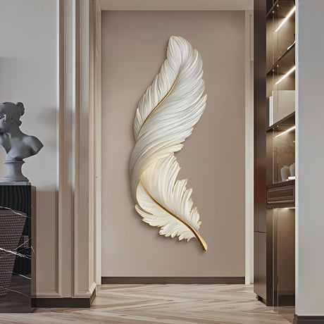 Art Deco Feather Wall Sconce Lighting with Remote Control | Elegant USB LED Wall Lamp for Ambient Home Decor