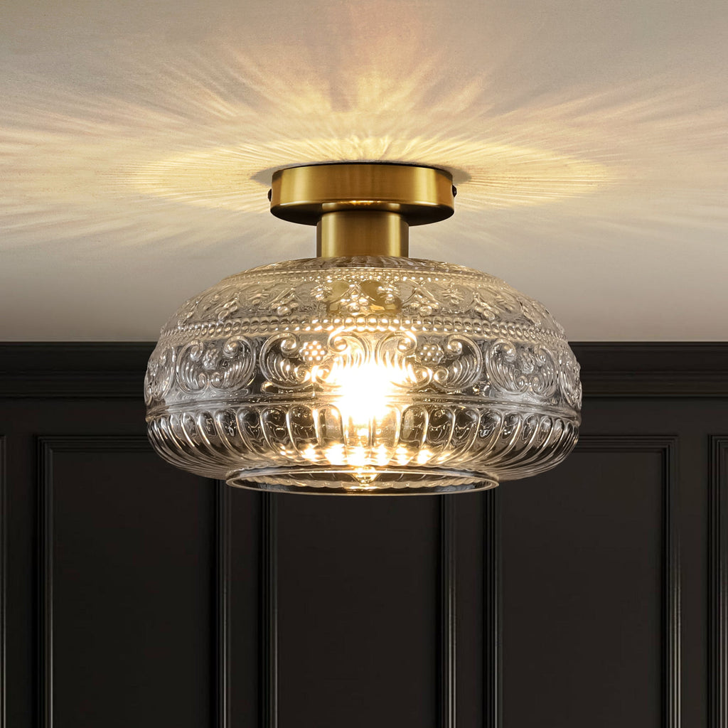 Artisan Flush Mount Ceiling Light with Dimmable Glass Shade | Elegant Design for Hallways and Bedrooms