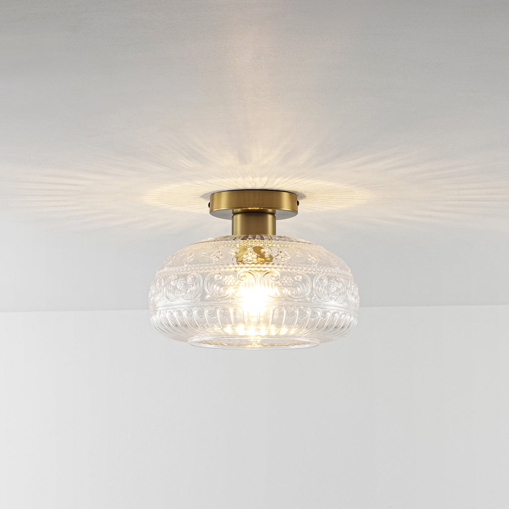 Artisan Flush Mount Ceiling Light with Dimmable Glass Shade | Elegant Design for Hallways and Bedrooms