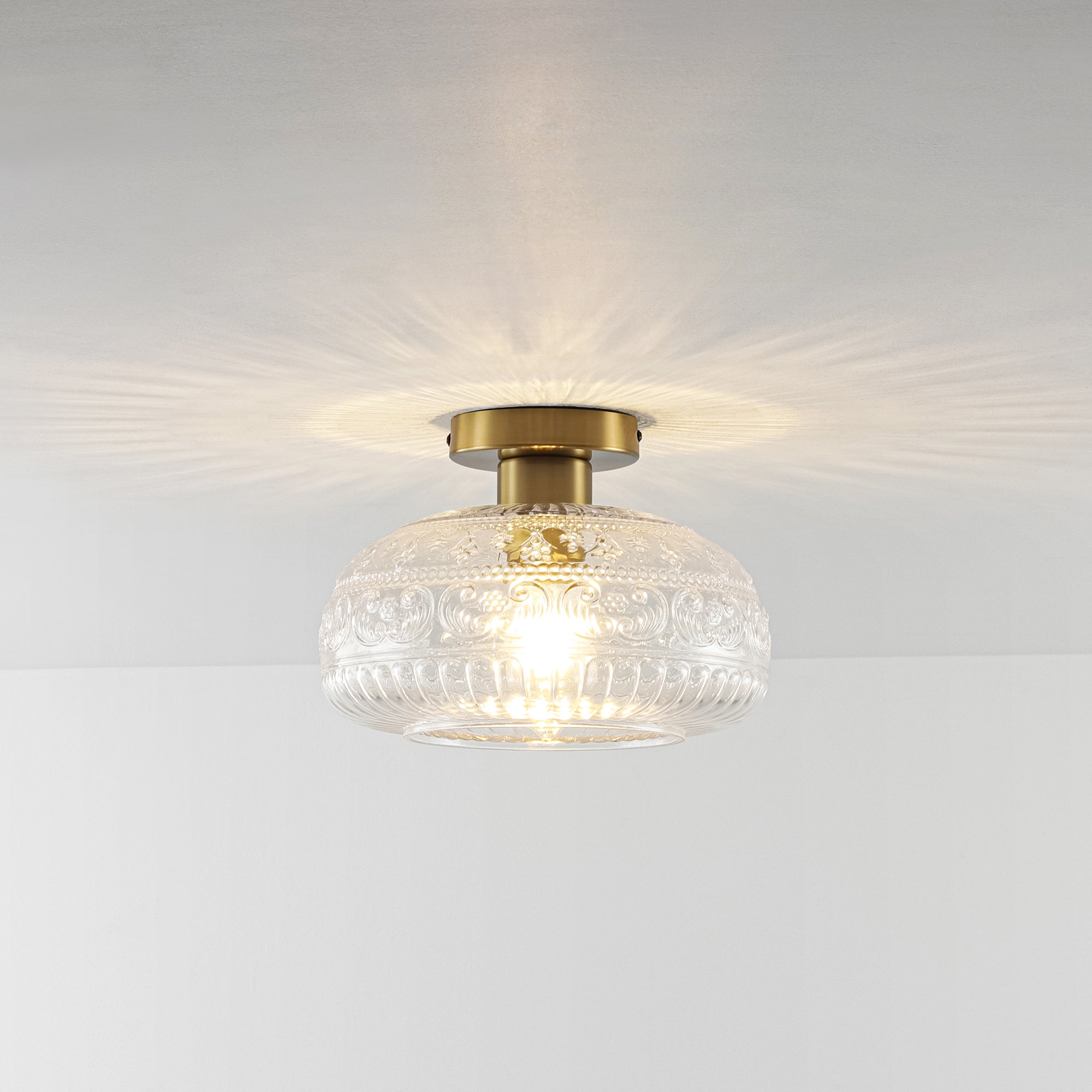 Artisan Flush Mount Ceiling Light with Dimmable Glass Shade | Elegant Design for Hallways and Bedrooms
